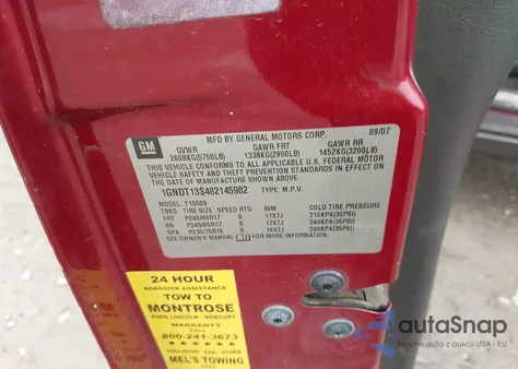 2008 Chevrolet Trailblazer Lt z USA, uszkodzony, nr VIN 1GNDT13S482145982